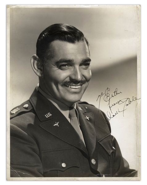 Clark Gable Signed 10'' x 13'' Photo as U.S. Army Lieutenant During WWII -- Photo Taken by Clarence Sinclair Bull -- With JSA COA